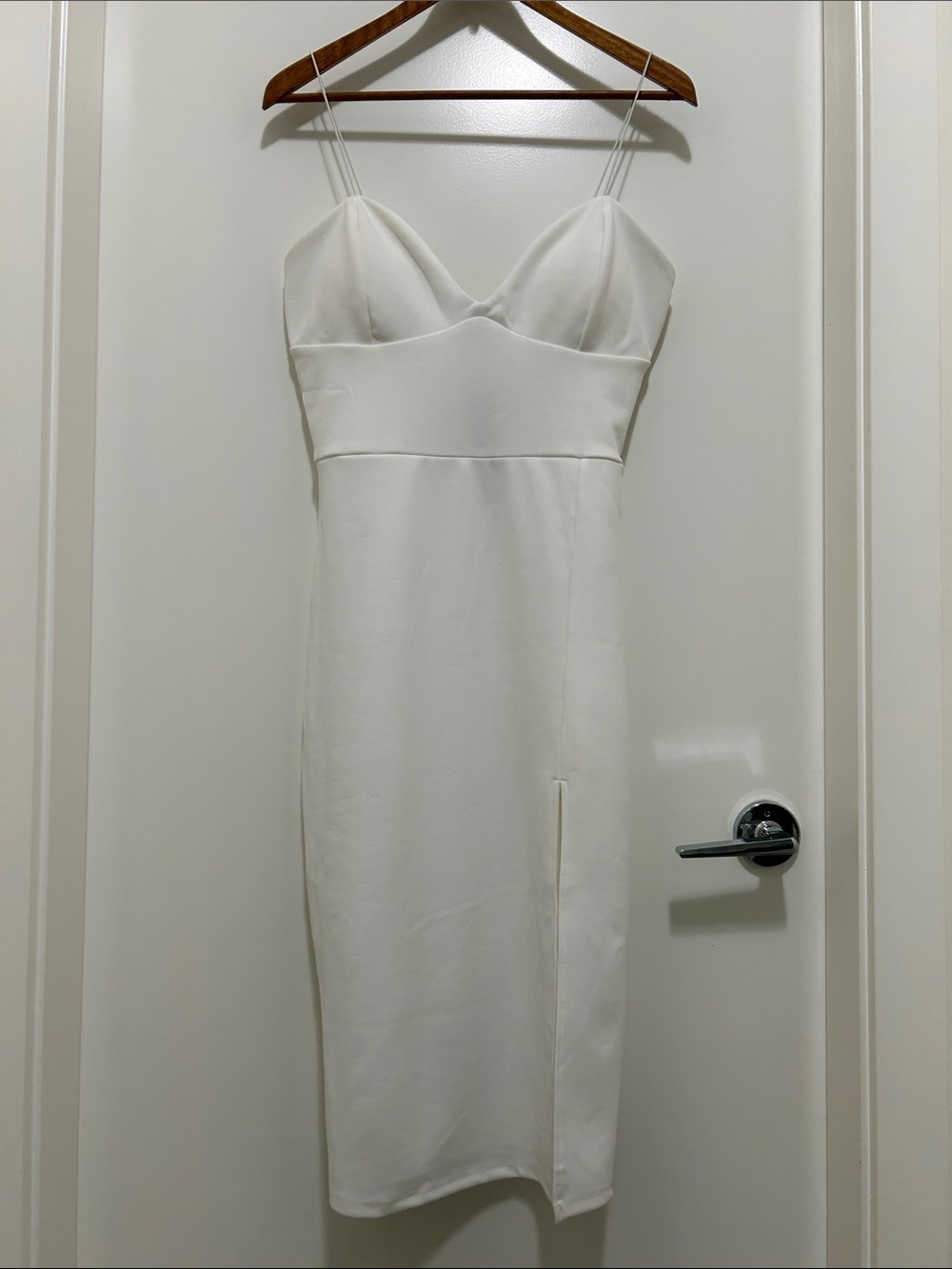 White Spaghetti-Strap Midi Dress